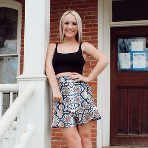 NASTY GAL SNAKESKIN RUFFLE SKIRT